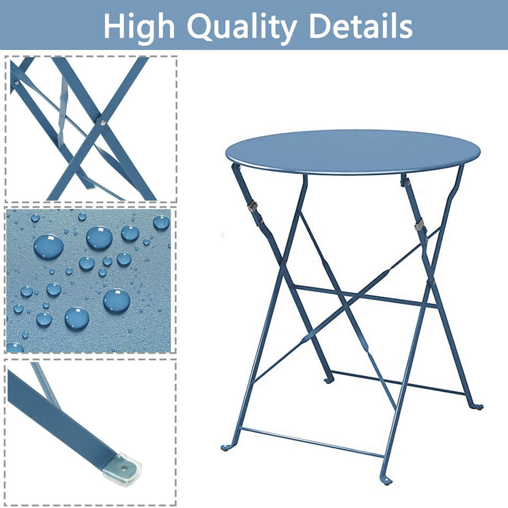 Set da bistrot pieghevole in metallo da 3 pezzi, set da conversazione per esterni/interni resistente alle intemperie per patio, cortile, giardino