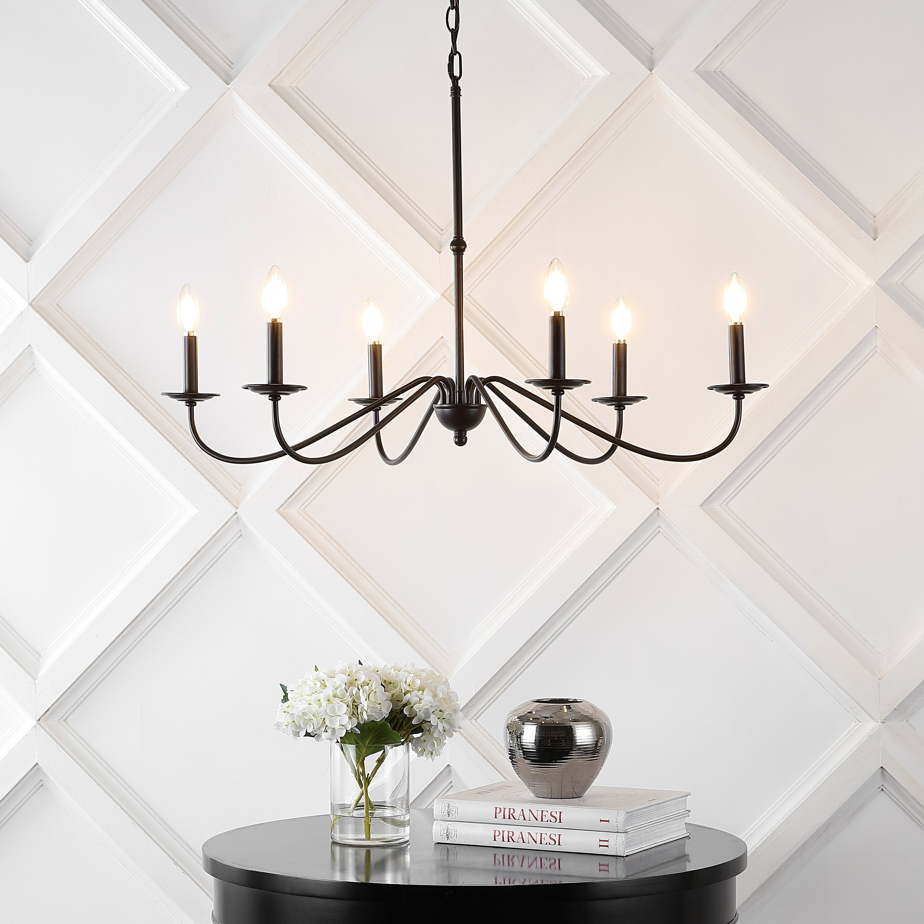 Lampadario a LED in ferro a 6 luci da 34,75 pollici, di JONATHAN Y