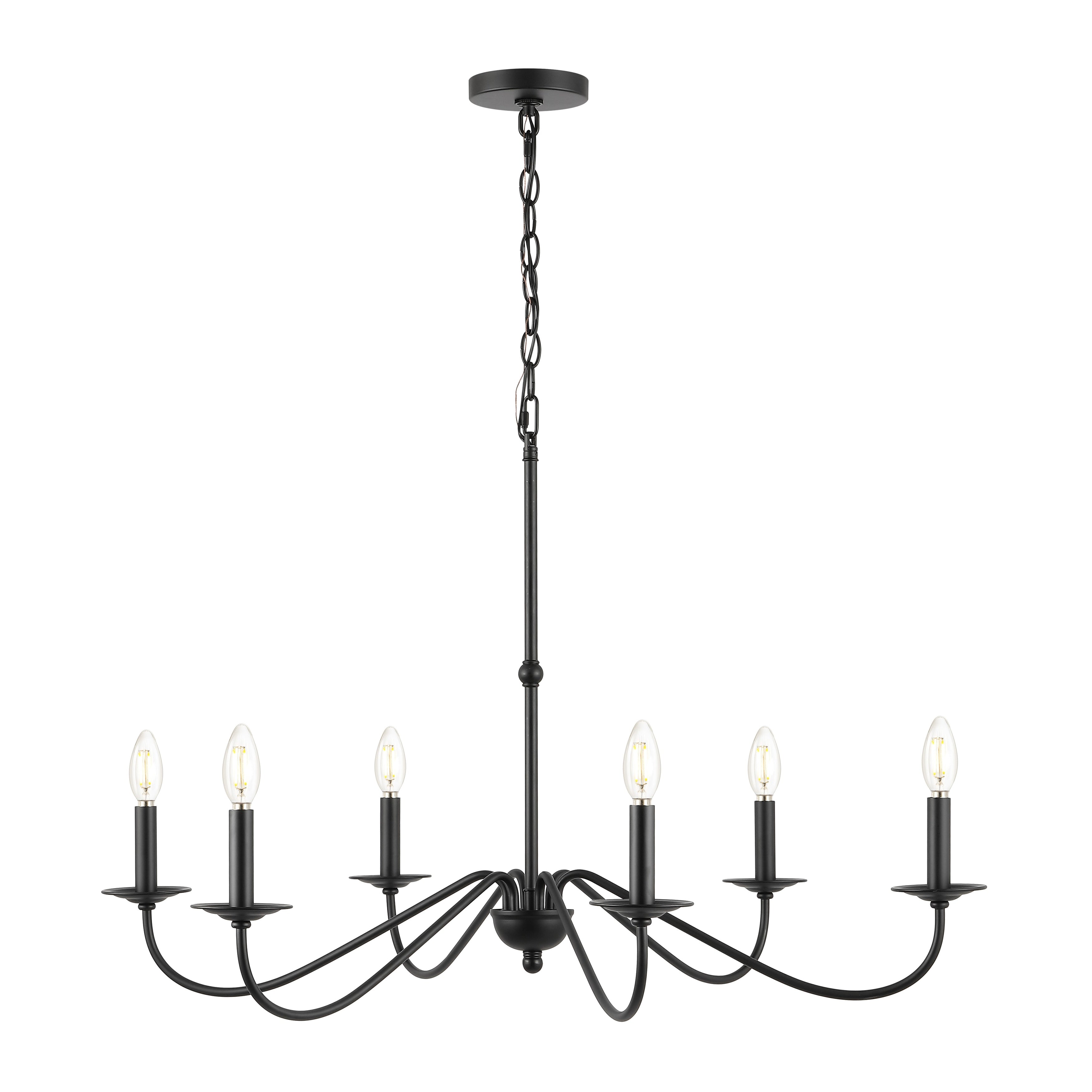 Lampadario a LED in ferro a 6 luci da 34,75 pollici, di JONATHAN Y