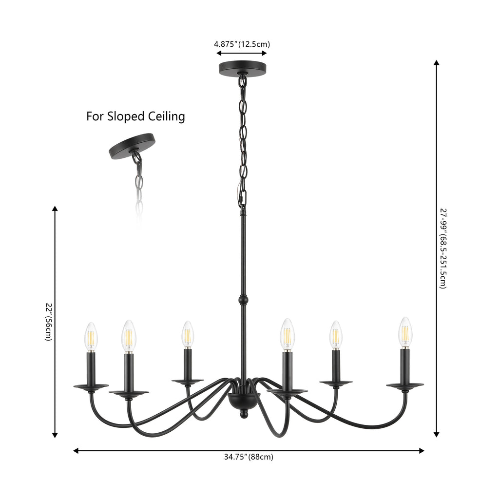 Lampadario a LED in ferro a 6 luci da 34,75 pollici, di JONATHAN Y