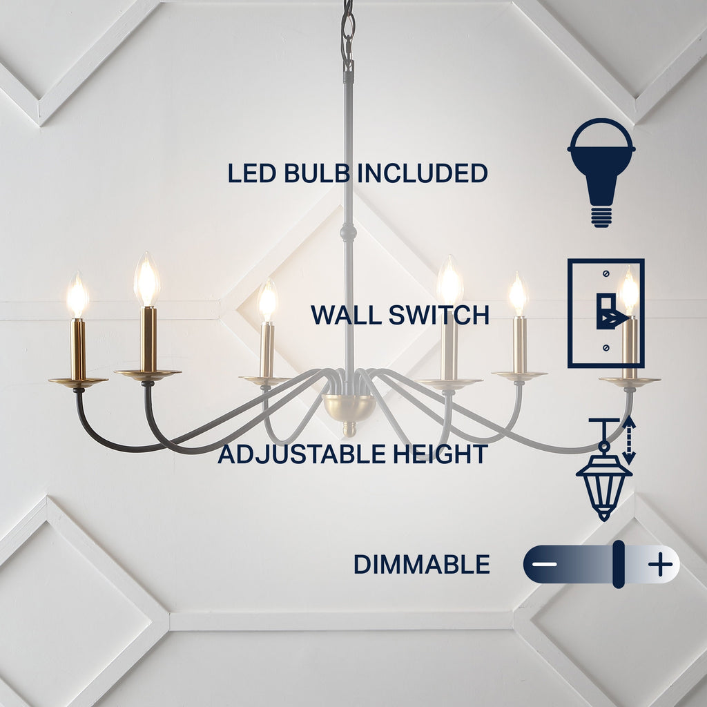 Lampadario a LED in ferro a 6 luci da 34,75 pollici, di JONATHAN Y