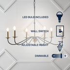 Lampadario a LED in ferro a 6 luci da 34,75 pollici, di JONATHAN Y