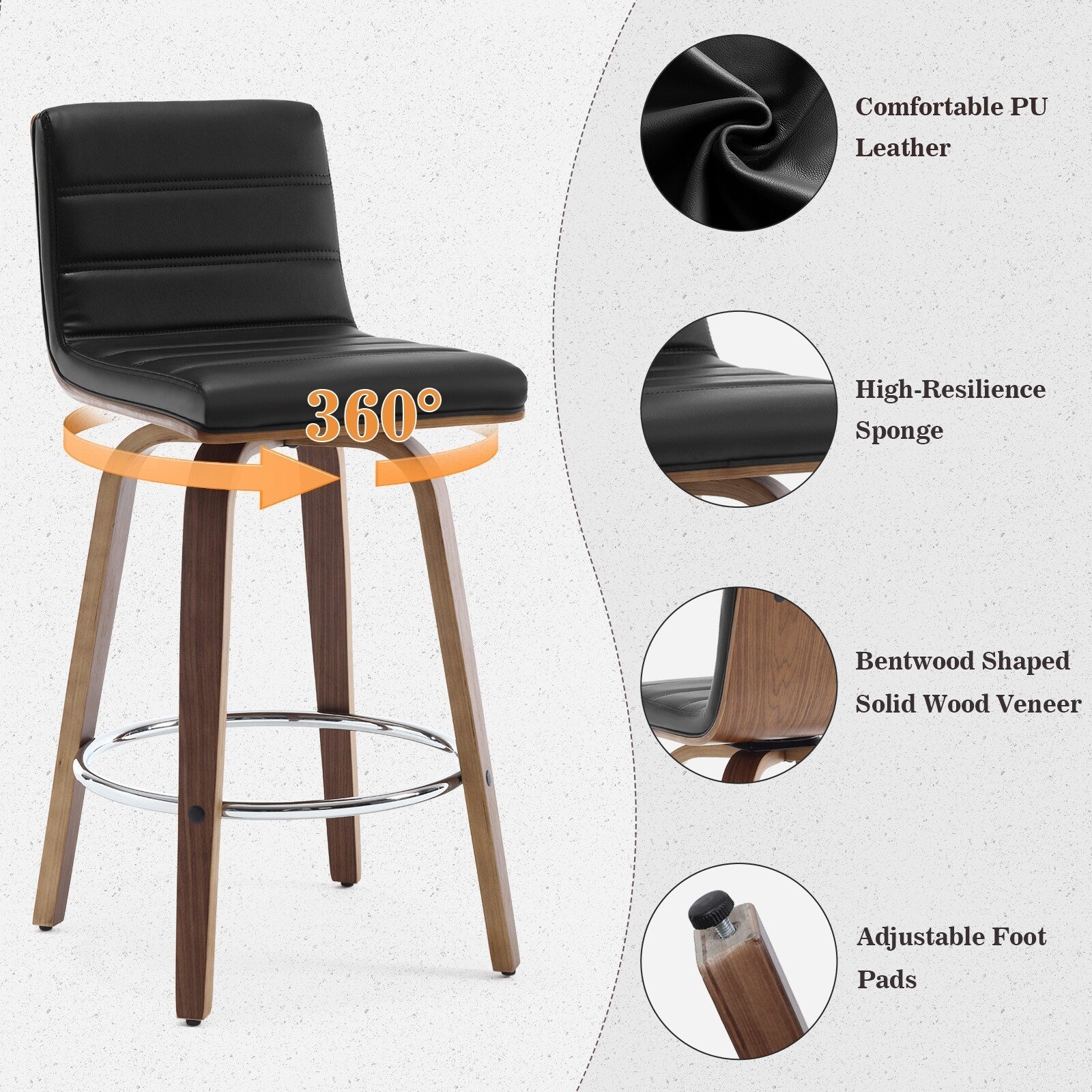 26/29 Sgabelli da bar/bancone girevoli in similpelle, set da 2/3