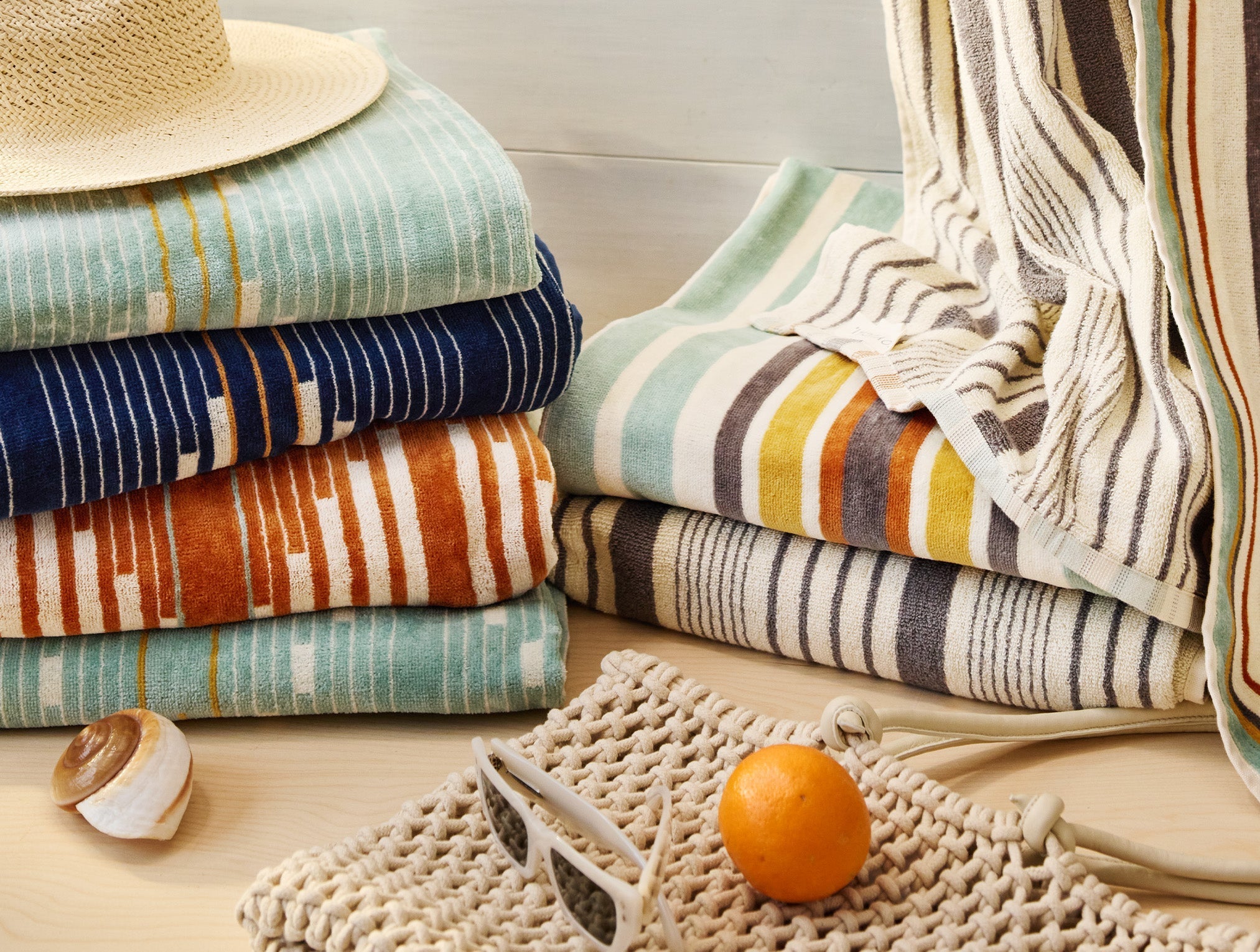 Asciugamano da spiaggia biologico Dawn Stripe - Rinnovato