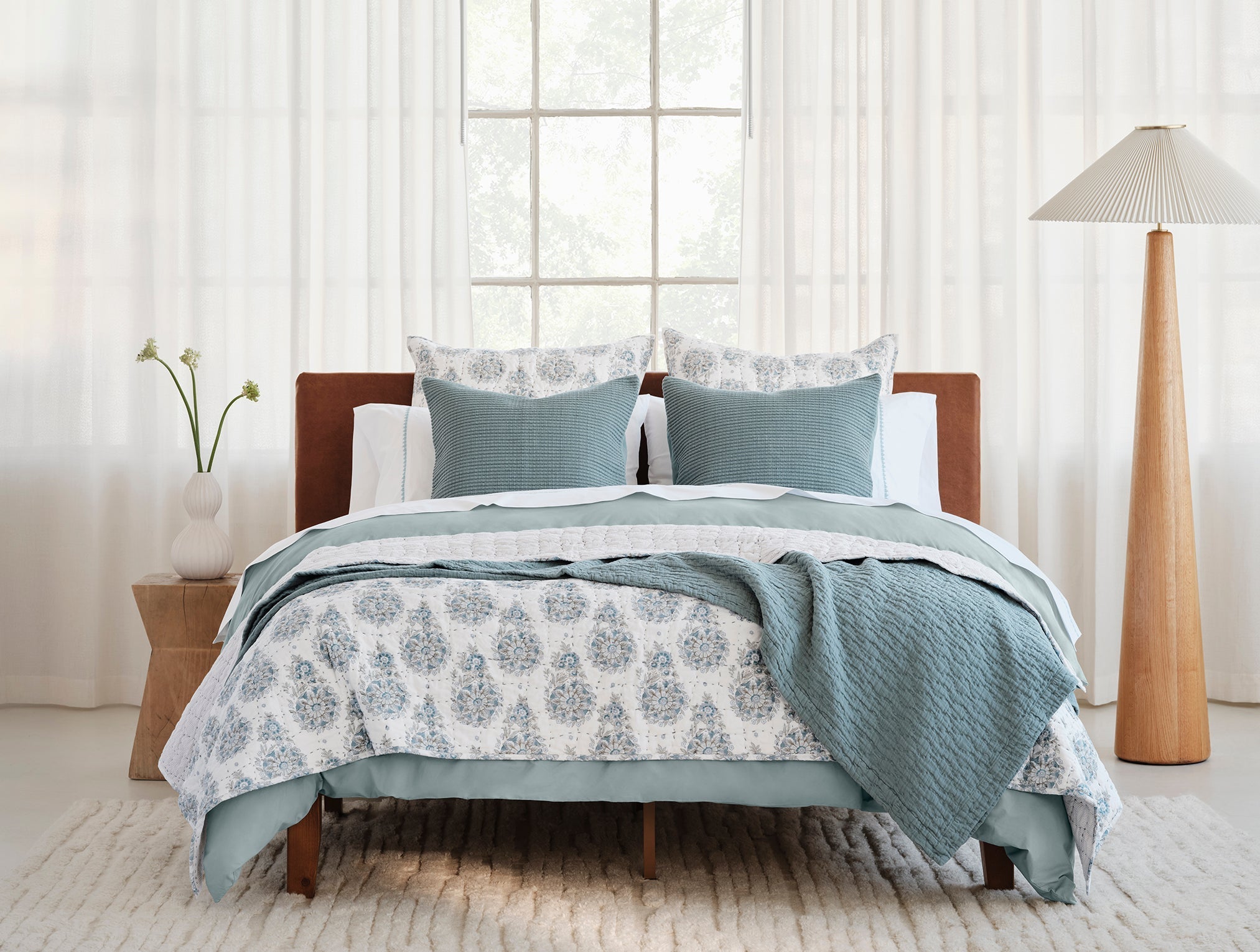 Trapunta organica cucita a mano Flores