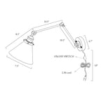 Set di 2 applique da parete moderne con braccio oscillante, regolabili e cablate