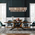 Lampadario moderno contemporaneo in cristallo grigio fumé e nero da 47 pollici, a 2 livelli, con isola da cucina lineare, per sala da pranzo