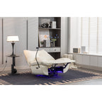 Poltrona reclinabile elettrica girevole con altoparlanti Bluetooth, supporto per telefono, porte di ricarica USB e Type-C, vano portaoggetti nascosto nel bracciolo