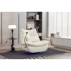 Poltrona reclinabile elettrica girevole con altoparlanti Bluetooth, supporto per telefono, porte di ricarica USB e Type-C, vano portaoggetti nascosto nel bracciolo