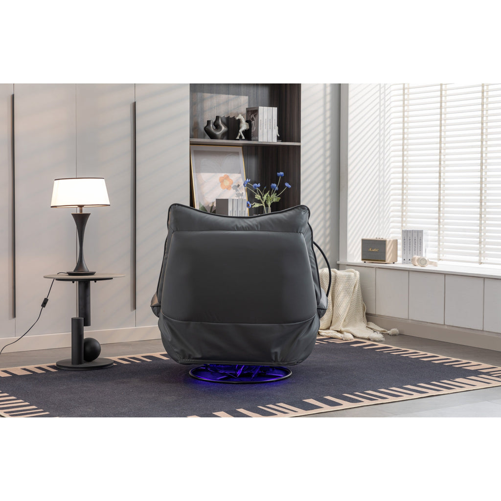 Poltrona reclinabile elettrica girevole con altoparlanti Bluetooth, supporto per telefono, porte di ricarica USB e Type-C, vano portaoggetti nascosto nel bracciolo