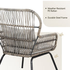 Set da bistrot da conversazione in vimini da esterno, 3 pezzi, set di sedie da giardino in rattan per tutte le stagioni con cuscini