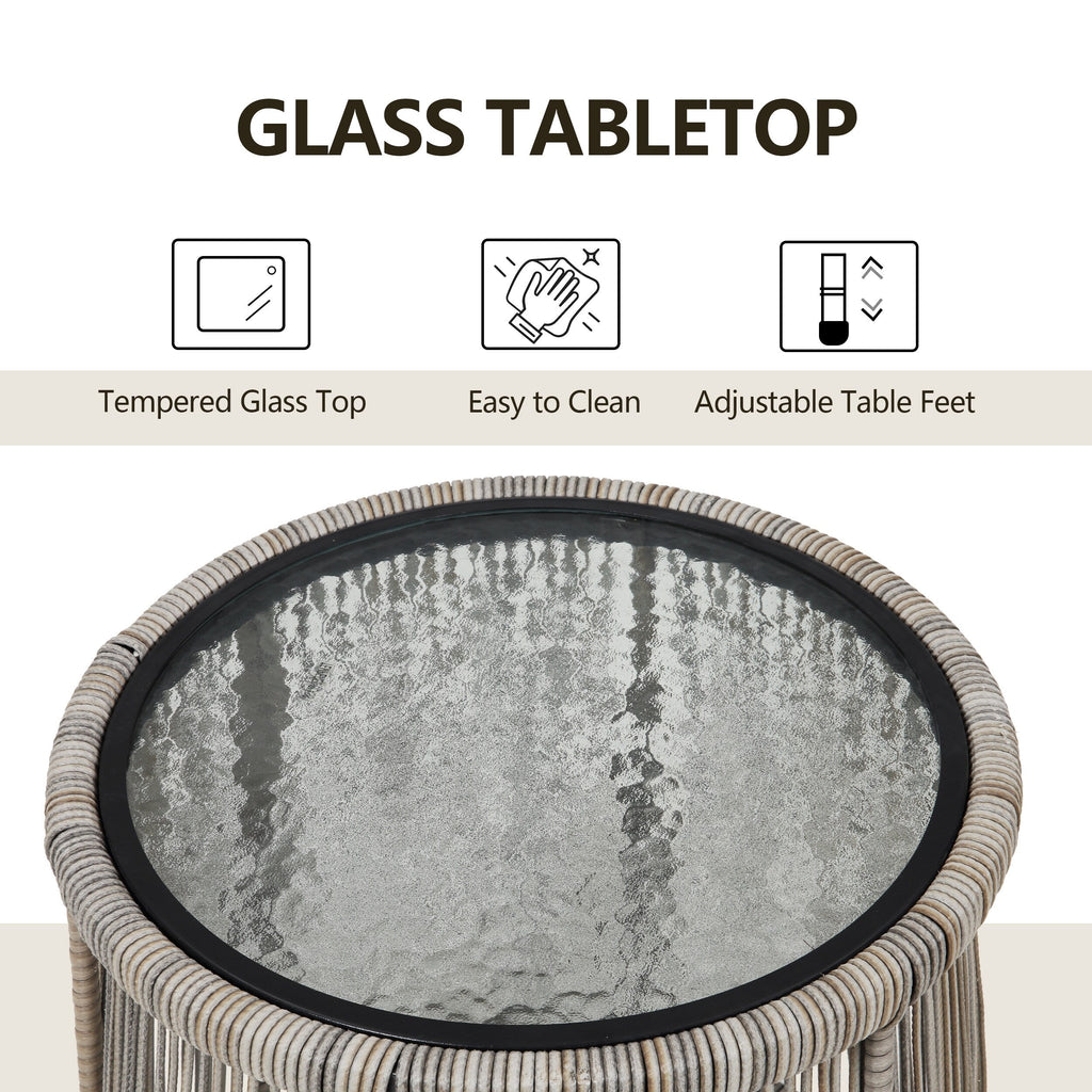 Set da bistrot da conversazione in vimini da esterno, 3 pezzi, set di sedie da giardino in rattan per tutte le stagioni con cuscini