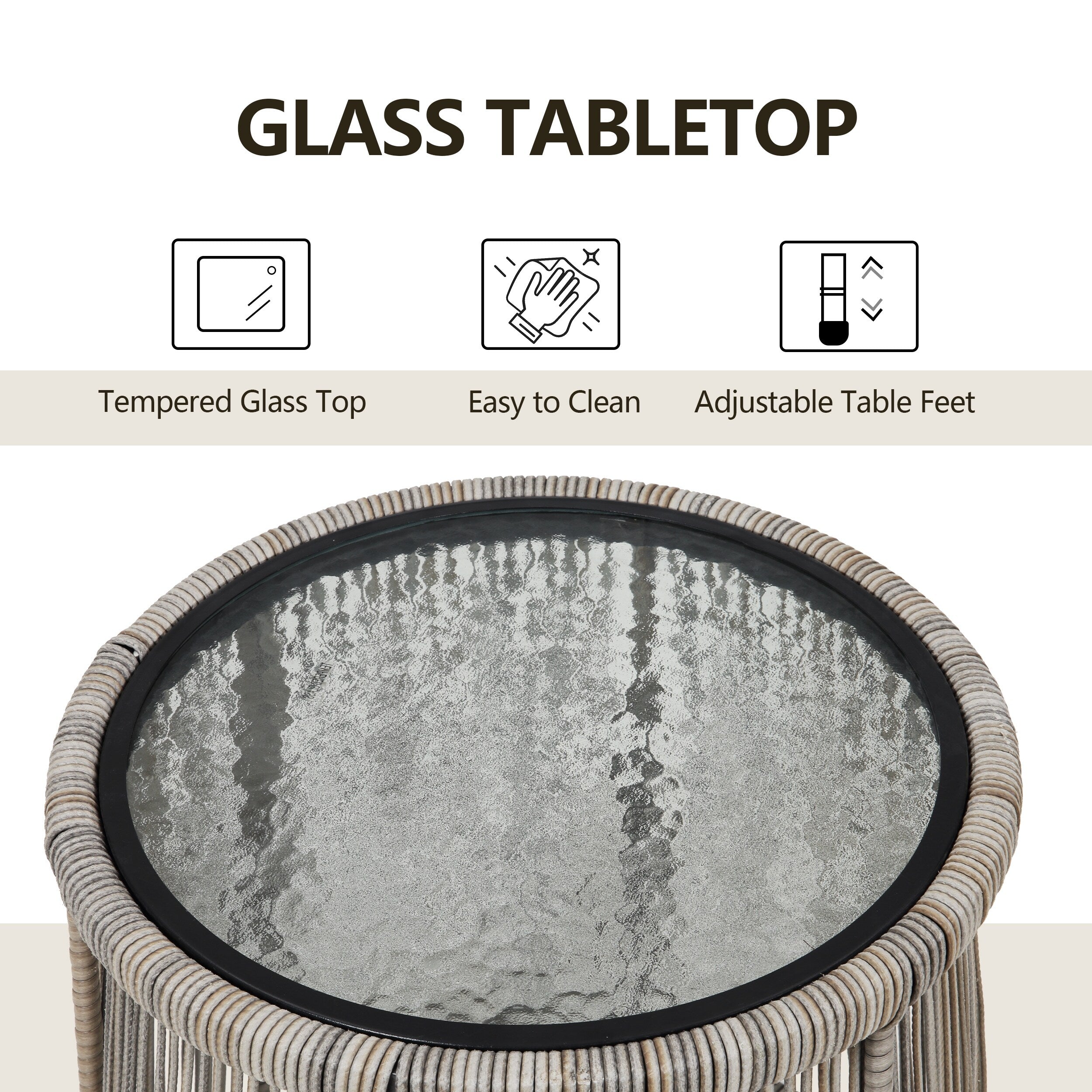 Set da bistrot da conversazione in vimini da esterno, 3 pezzi, set di sedie da giardino in rattan per tutte le stagioni con cuscini