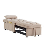 Divano letto singolo pieghevole in velluto color tortora 68,5 con schienale regolabile e cuscini per soggiorno