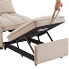 Divano letto singolo pieghevole in velluto color tortora 68,5 con schienale regolabile e cuscini per soggiorno