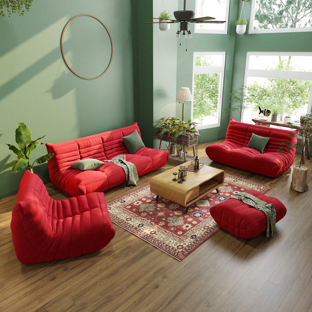 Set di divani a sacco in velluto Teddy