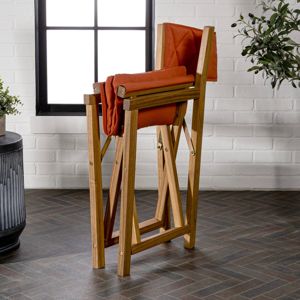 Sedia da regista pieghevole da esterno Theo Classic Mid-Century in legno di acacia con schienale trapuntato a rombi e cuscino, (set di 2) di JONATHAN Y