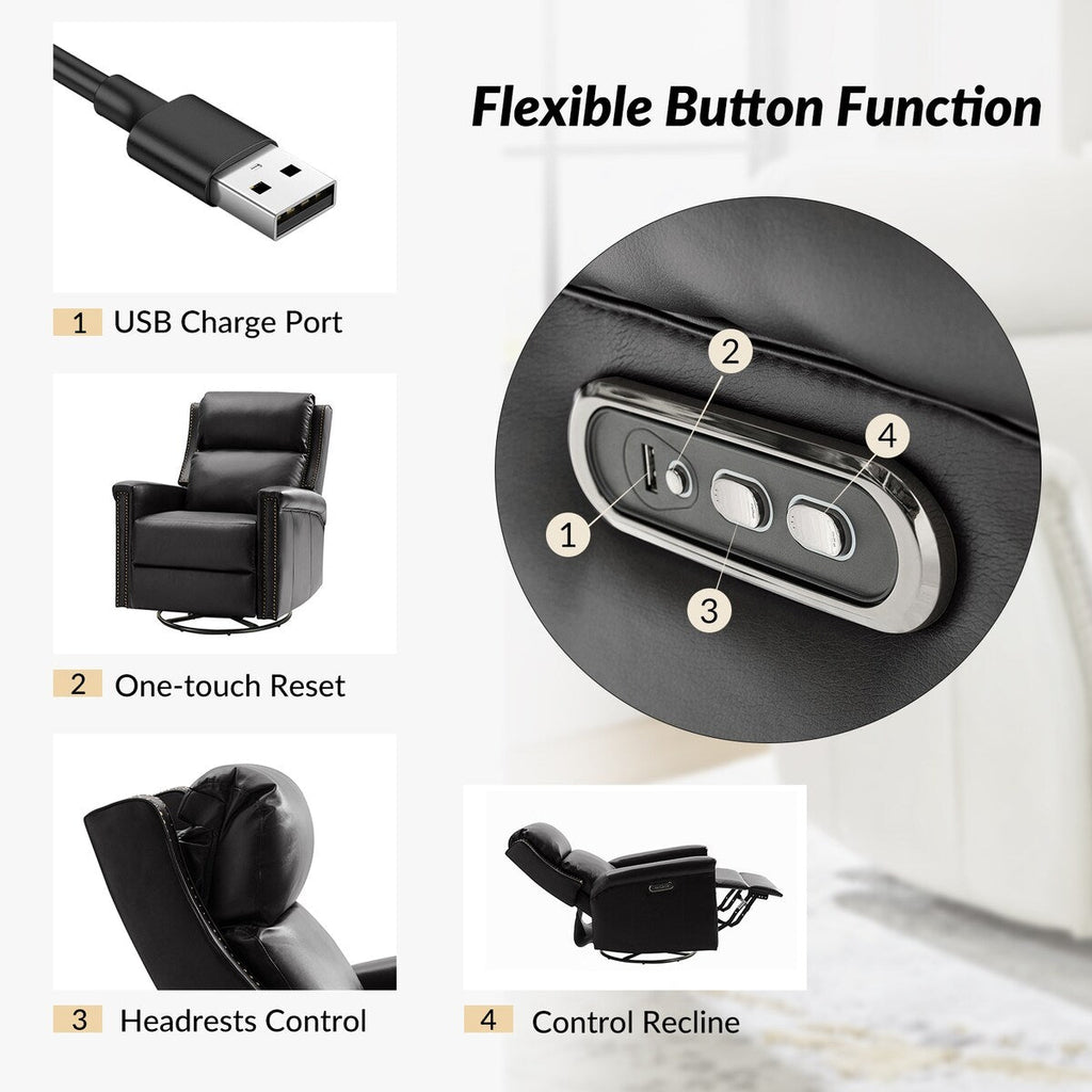 Set di 2 poltrone reclinabili elettriche girevoli e a dondolo tradizionali Tobias di HULALA HOME