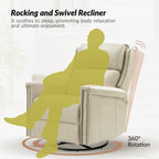 Set di 2 poltrone reclinabili elettriche girevoli e a dondolo tradizionali Tobias di HULALA HOME