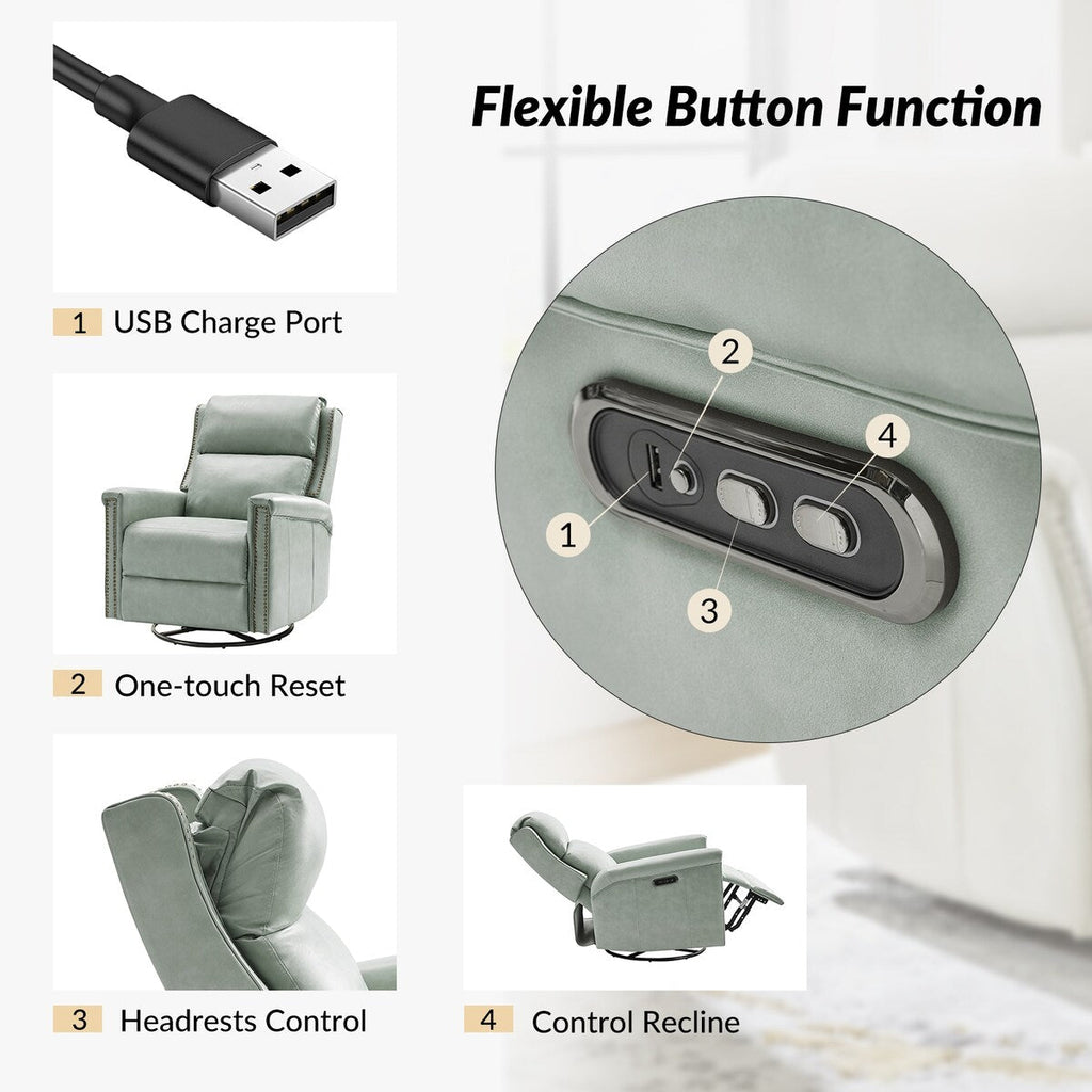 Set di 2 poltrone reclinabili elettriche girevoli e a dondolo tradizionali Tobias di HULALA HOME