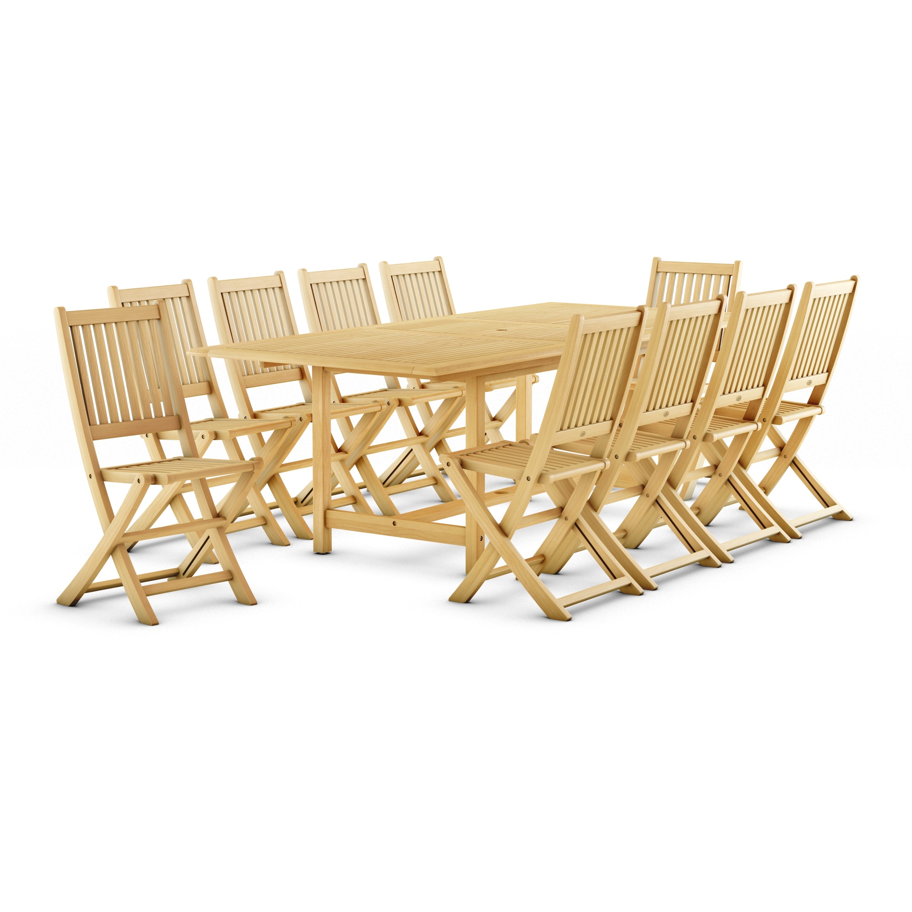 Set da pranzo per esterni Amazonia in legno di teak certificato FSC da 11 pezzi - 10 posti a sedere - 11 pezzi