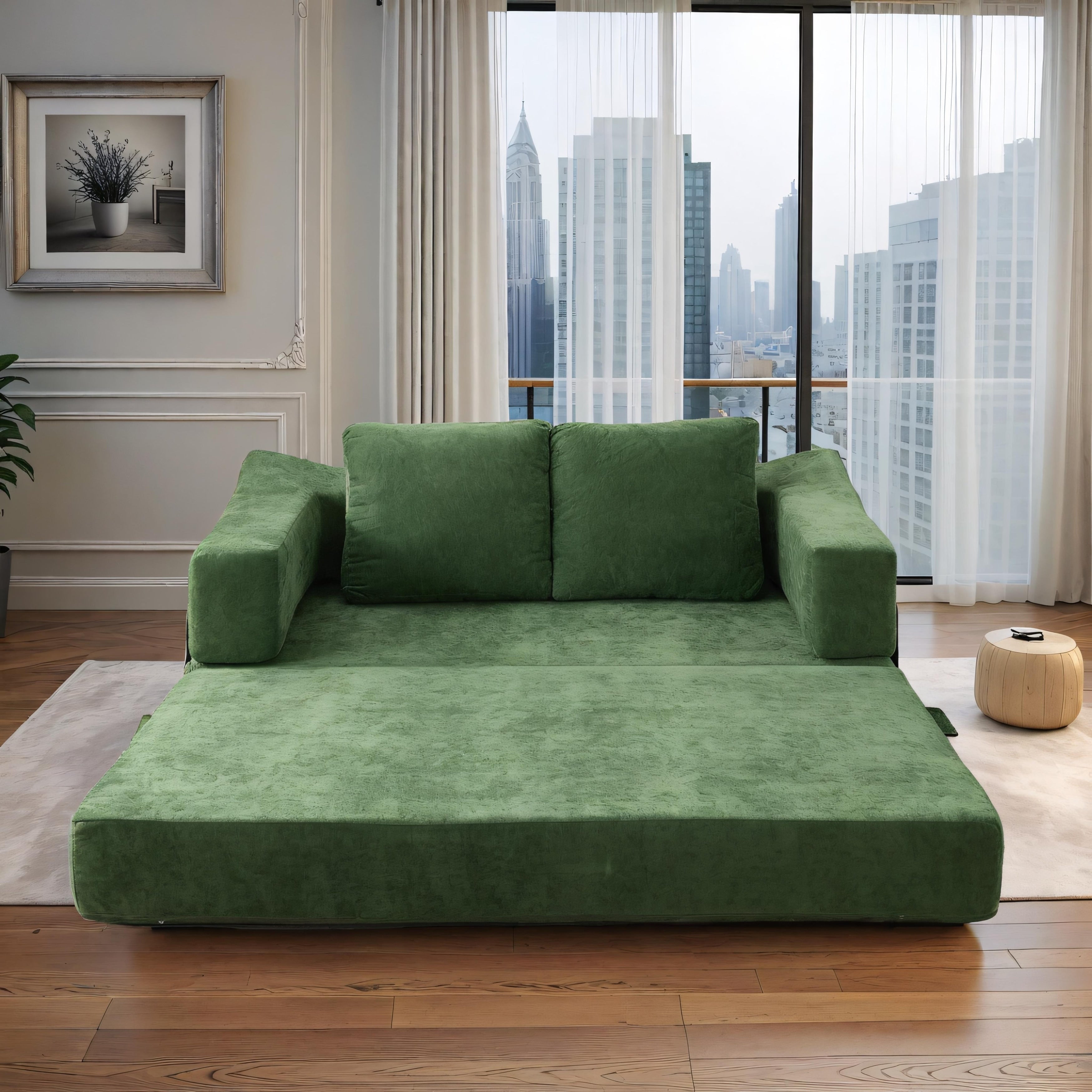 Divano letto trasformabile imbottito 70.87, poltrona trasformabile, comodo divano per soggiorno, camera da letto, tessuto ciniglia