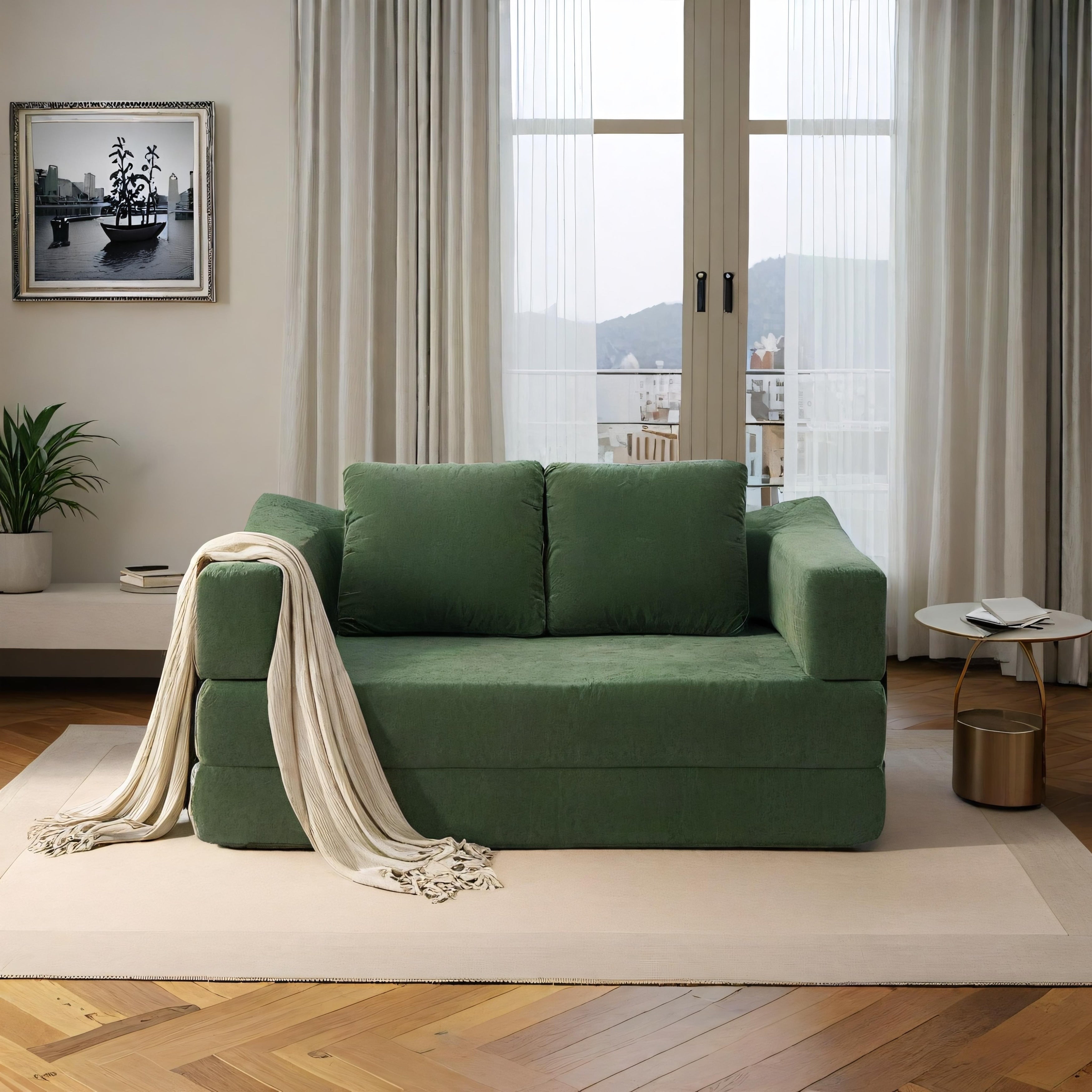 Divano letto trasformabile imbottito 70.87, poltrona trasformabile, comodo divano per soggiorno, camera da letto, tessuto ciniglia