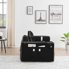 Divano letto convertibile in velluto da 55'' a 2 posti con letto estraibile, reclinazione regolabile, tasche laterali e porta telefono