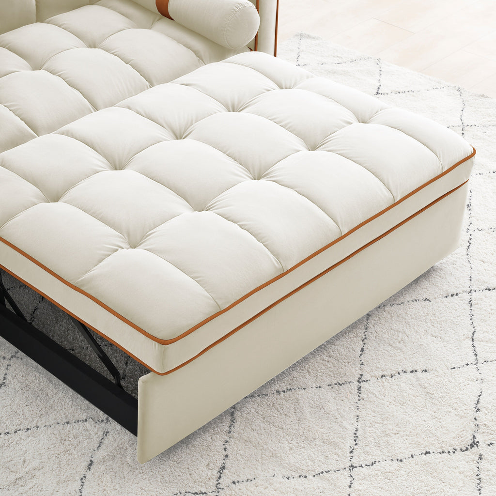 Divano letto convertibile in velluto da 55'' a 2 posti con letto estraibile, reclinazione regolabile, tasche laterali e porta telefono