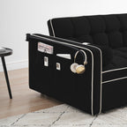 Divano letto convertibile in velluto da 55'' a 2 posti con letto estraibile, reclinazione regolabile, tasche laterali e porta telefono