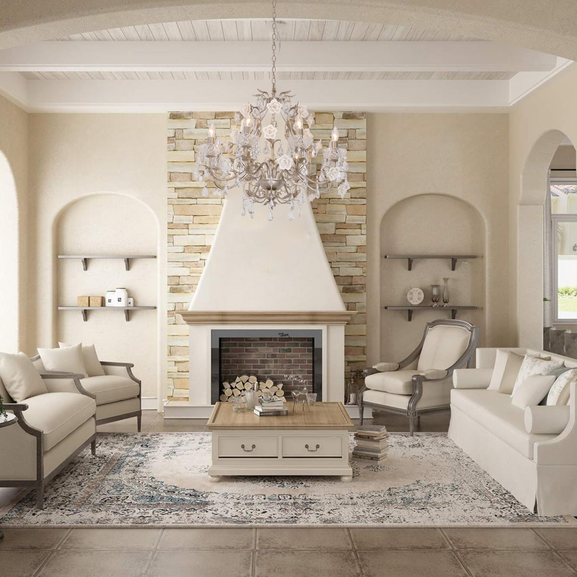 Bellissimo ed elegante lampadario decorativo vintage Crystal Palace con rose