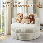 WOWMAX 47 Poltrona Chaise Longue Rotonda da Interno, Divano da Pavimento Imbottito in Velluto a Coste, Poltrona Letto Oversize con 2 Cuscini