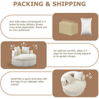 WOWMAX 47 Poltrona Chaise Longue Rotonda da Interno, Divano da Pavimento Imbottito in Velluto a Coste, Poltrona Letto Oversize con 2 Cuscini