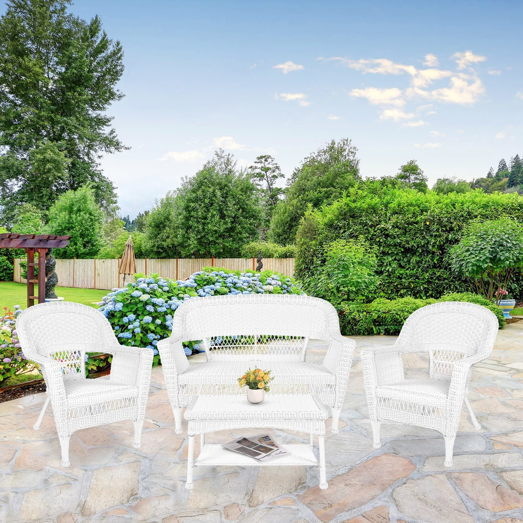 Set da conversazione in vimini da 4 pezzi per patio