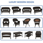 Set da conversazione in vimini da 4 pezzi per patio