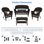 Set da conversazione in vimini da 4 pezzi per patio