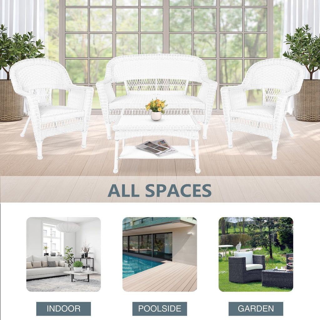 Set da conversazione in vimini da 4 pezzi per patio