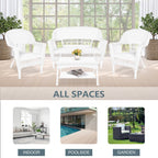 Set da conversazione in vimini da 4 pezzi per patio