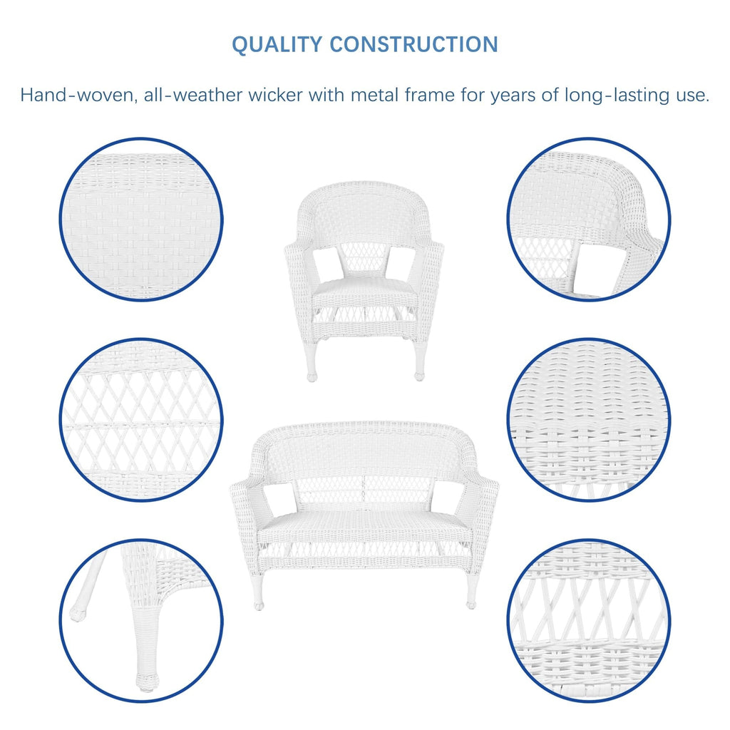 Set da conversazione in vimini da 4 pezzi per patio
