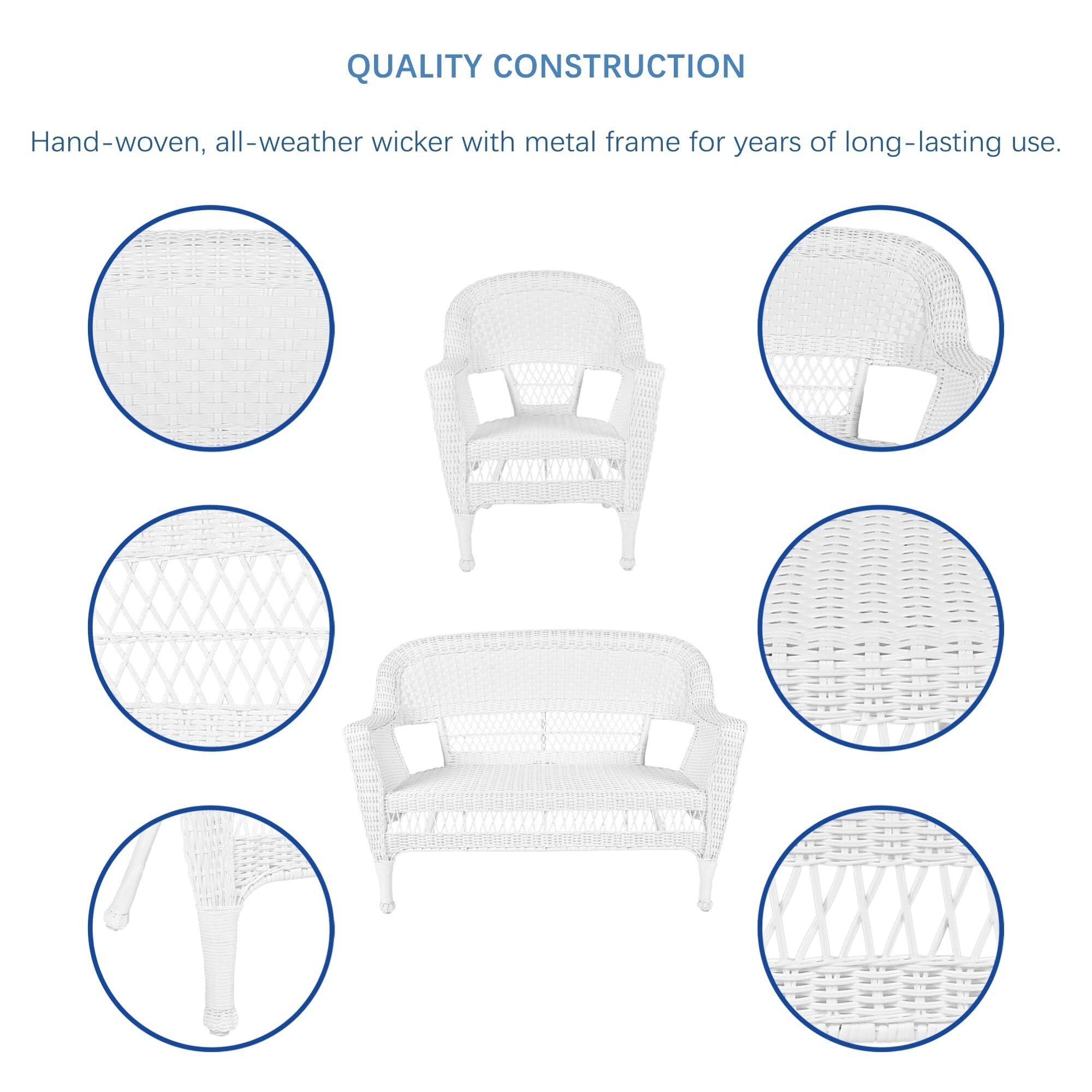 Set da conversazione in vimini da 4 pezzi per patio
