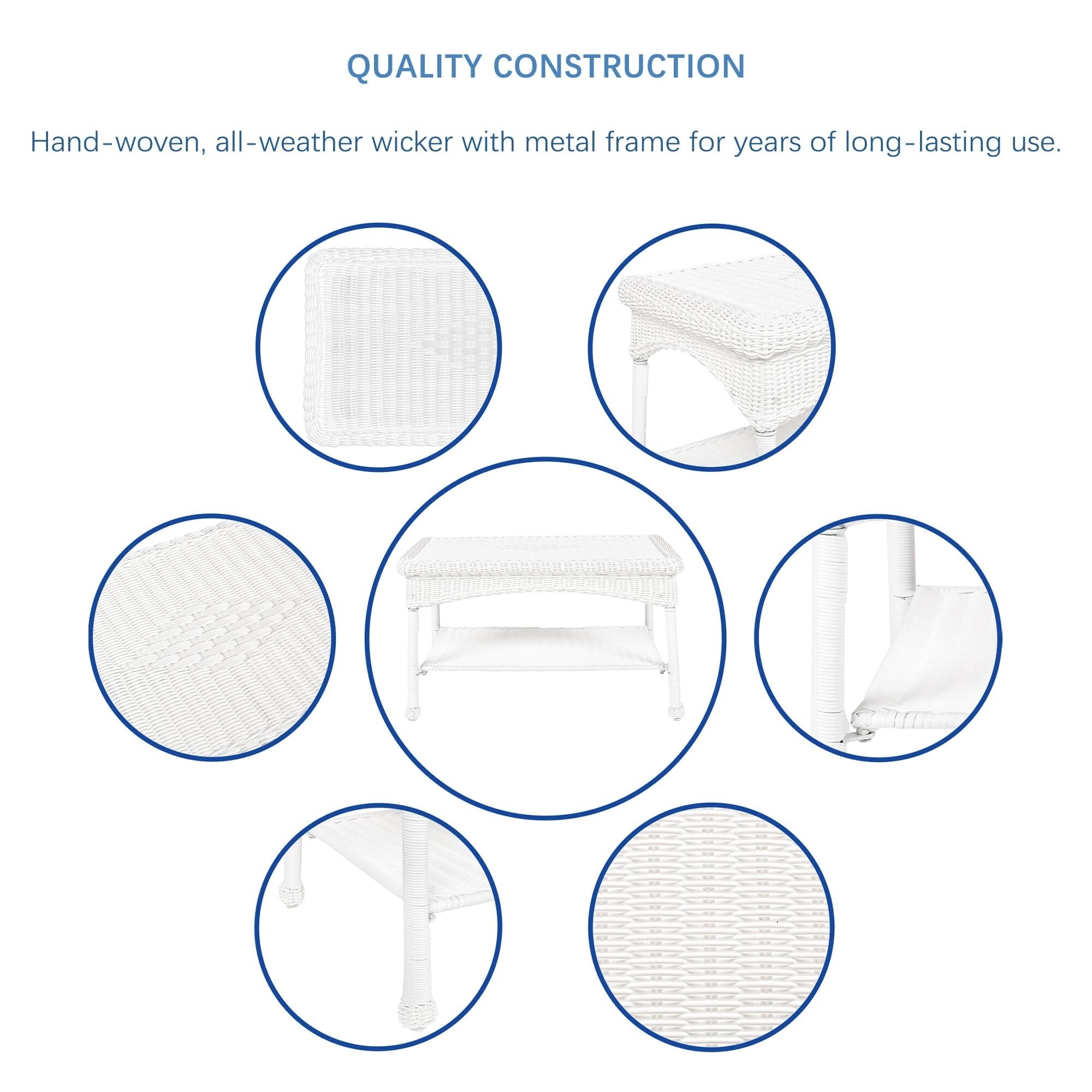 Set da conversazione in vimini da 4 pezzi per patio