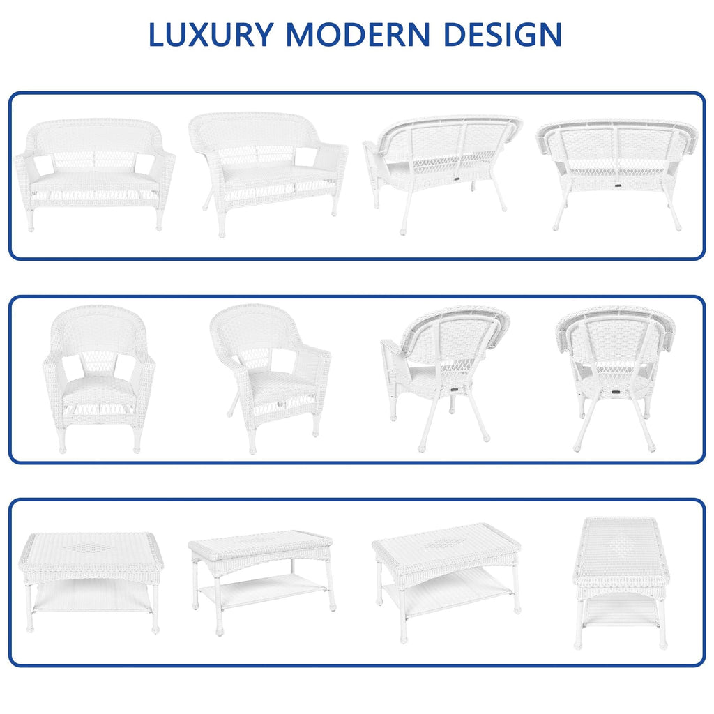 Set da conversazione in vimini da 4 pezzi per patio