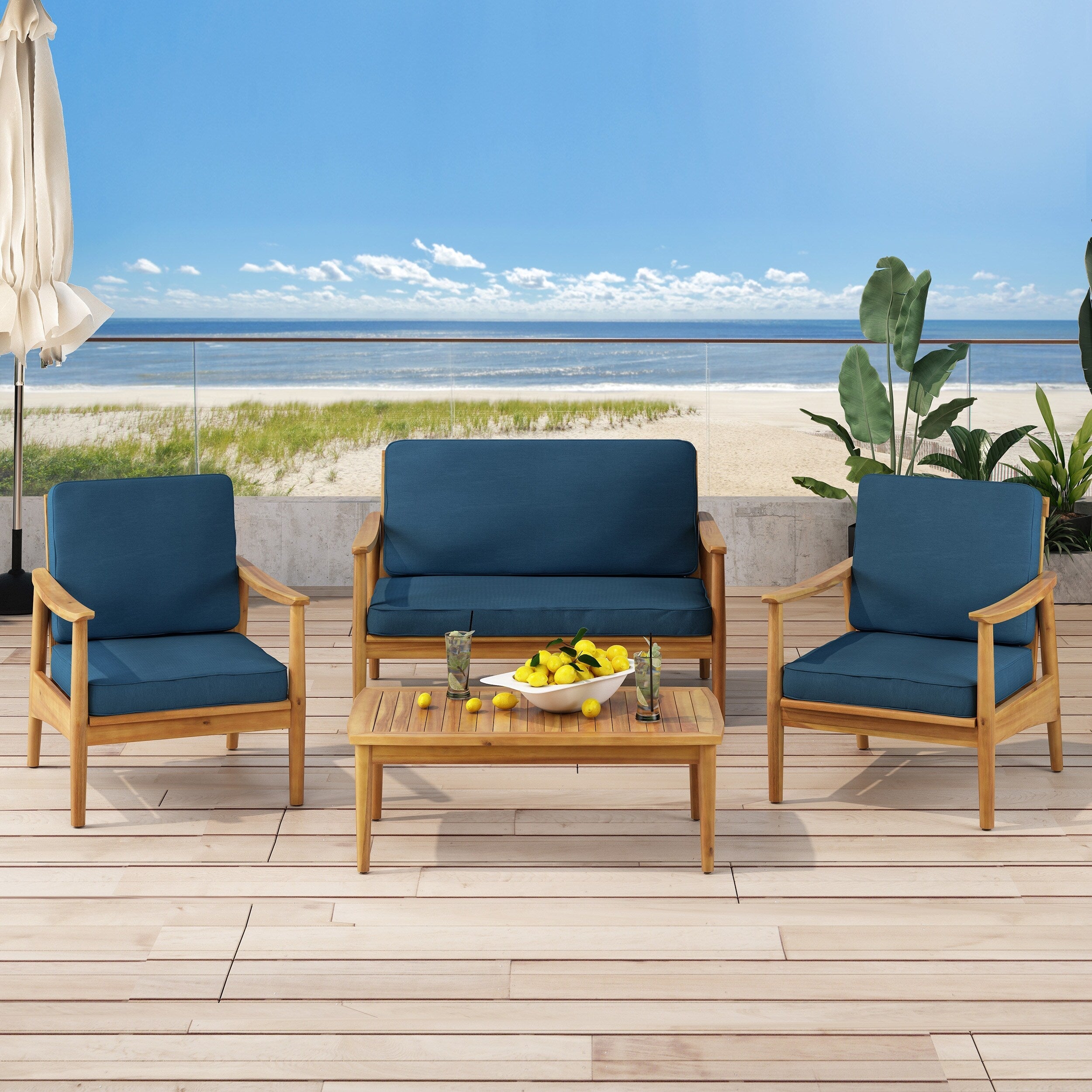 Set da salotto Willowbrook Outdoor in legno di acacia da 4 posti di Christopher Knight Home