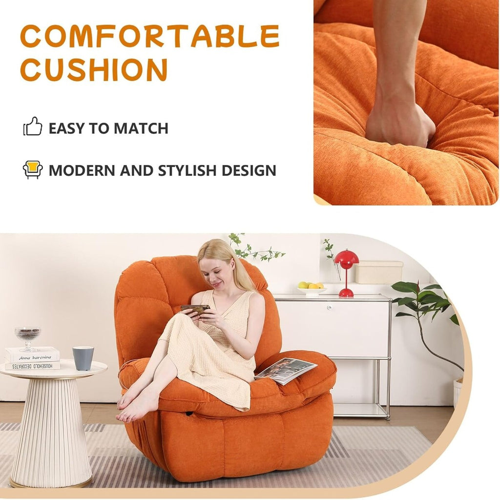 Poltrona reclinabile elettrica girevole XINMICS, poltrone reclinabili massaggianti con riscaldamento, USB, USB-C e tasca laterale