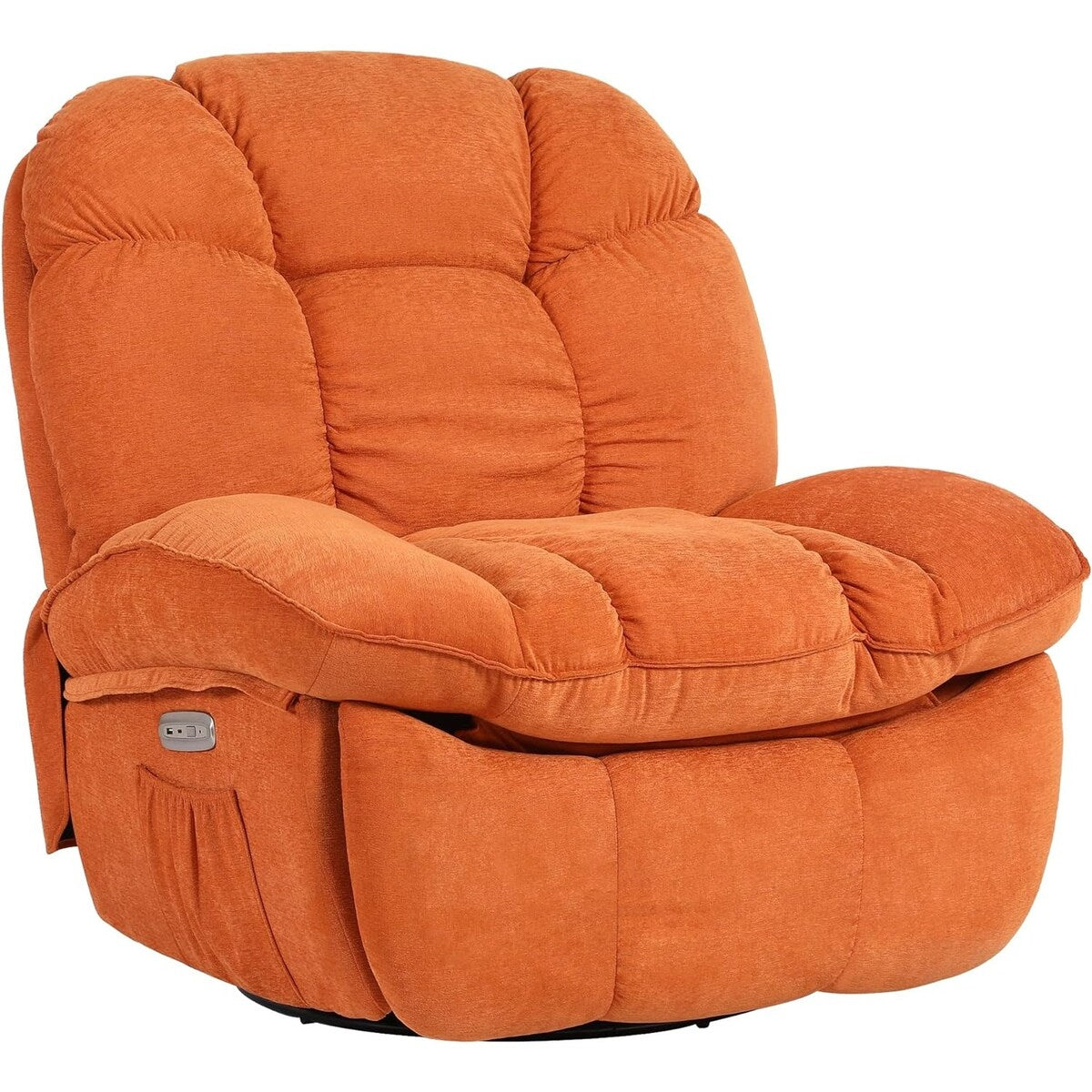 Poltrona reclinabile elettrica girevole XINMICS, poltrone reclinabili massaggianti con riscaldamento, USB, USB-C e tasca laterale