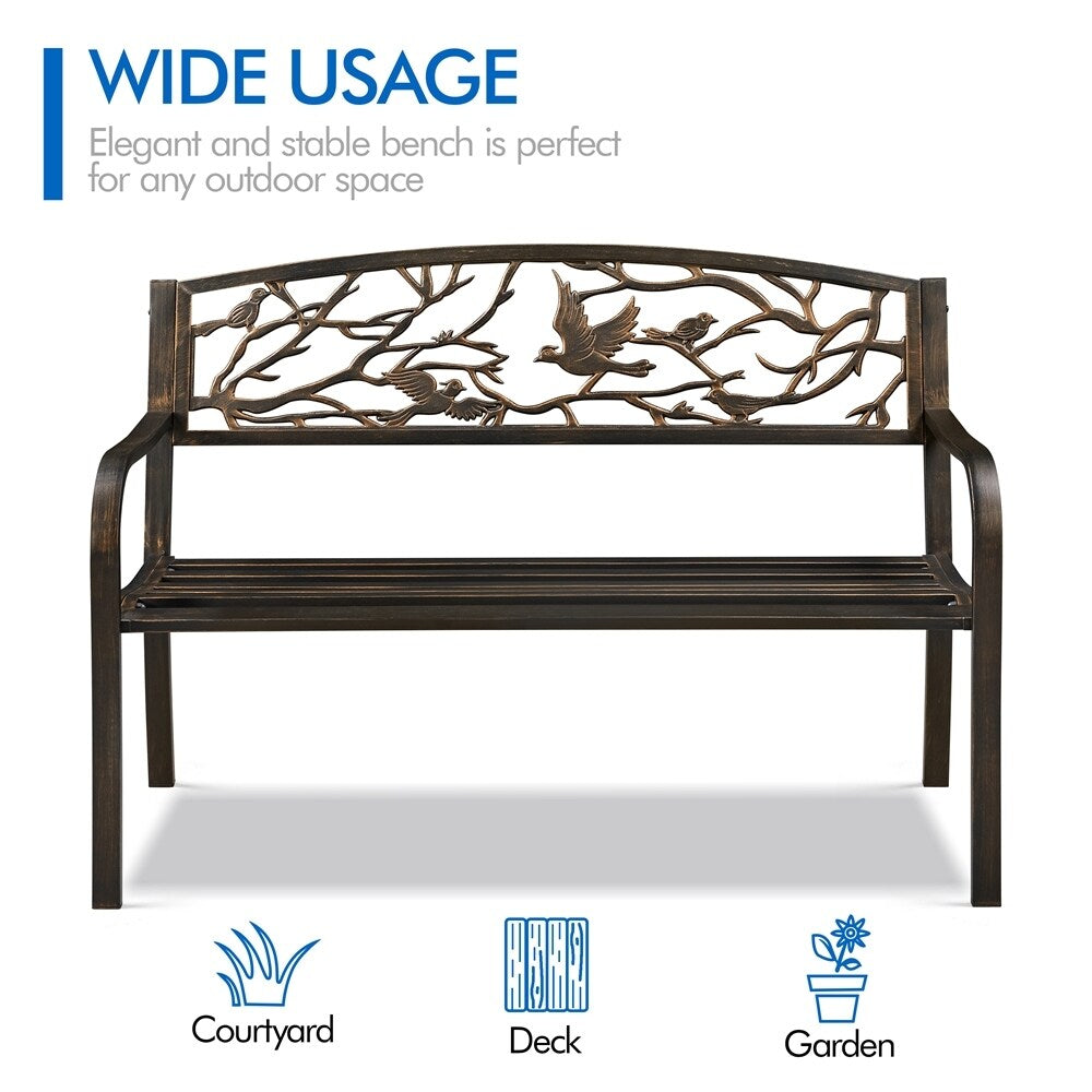 Panca da giardino Yaheetech per esterni, in metallo, per veranda - N/D