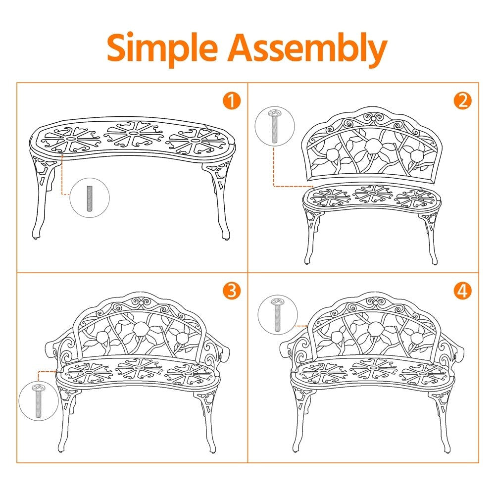 Panca da giardino in metallo per esterni Yaheetech - N/D