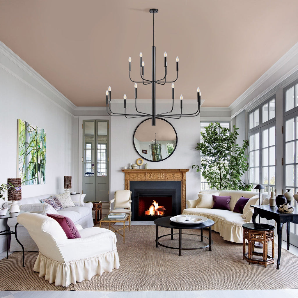 Lampadario minimalista a 15 luci, design antico a 2 livelli - 48