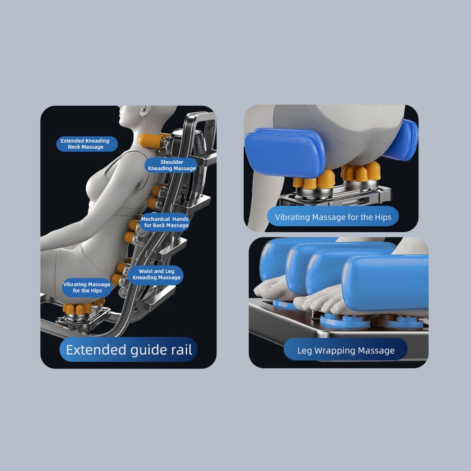 Poltrona reclinabile massaggiante Zero Gravity con massaggio completo del corpo, riscaldamento e audio Bluetooth integrato