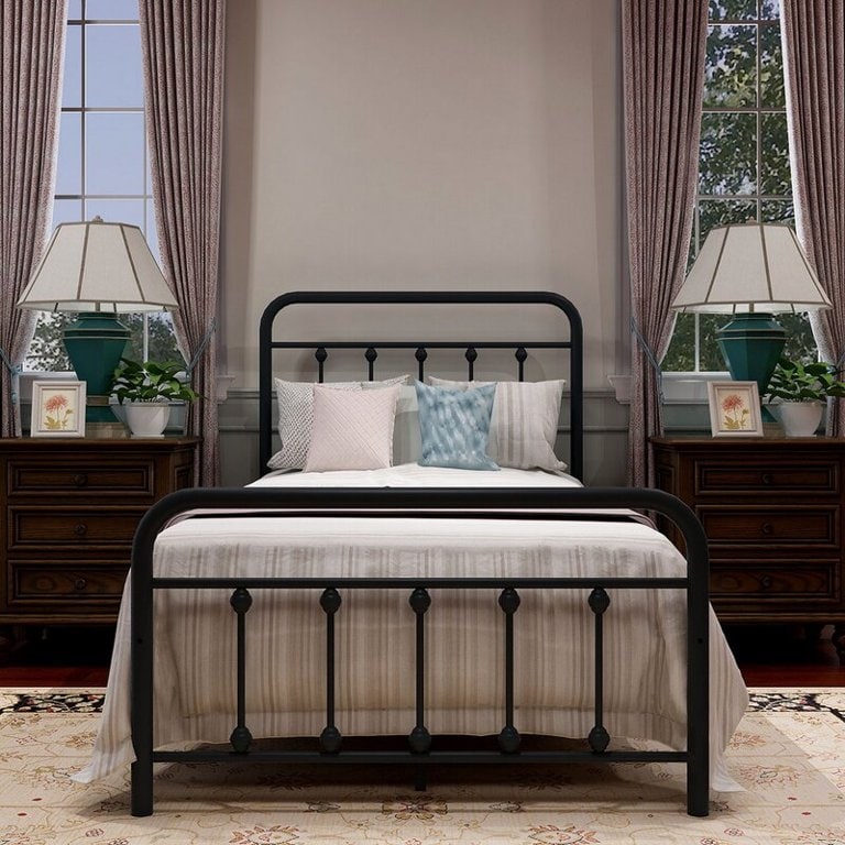 Alazyhome, semplice struttura per letto in metallo vintage, facile da montare